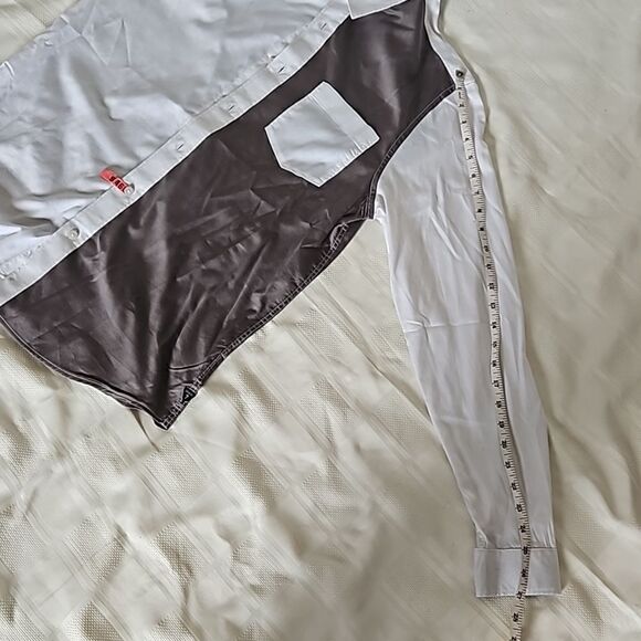 Guess Men's Two-Tone Slim Fit Button Down Long Sleeves Shirt Medium White/ Gray - Picture 12 of 16